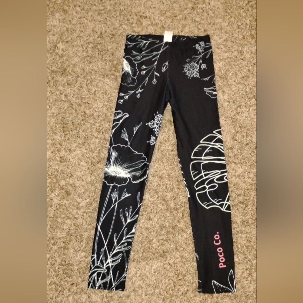 Black Floral Kids Leggings
